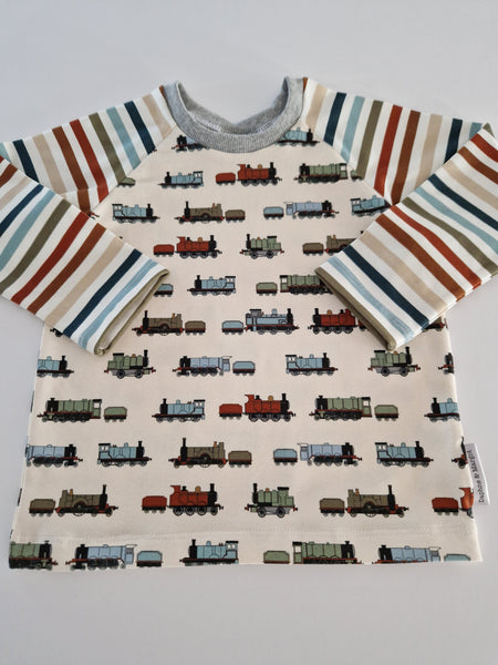 Organic Trains and Stripes T-shirt